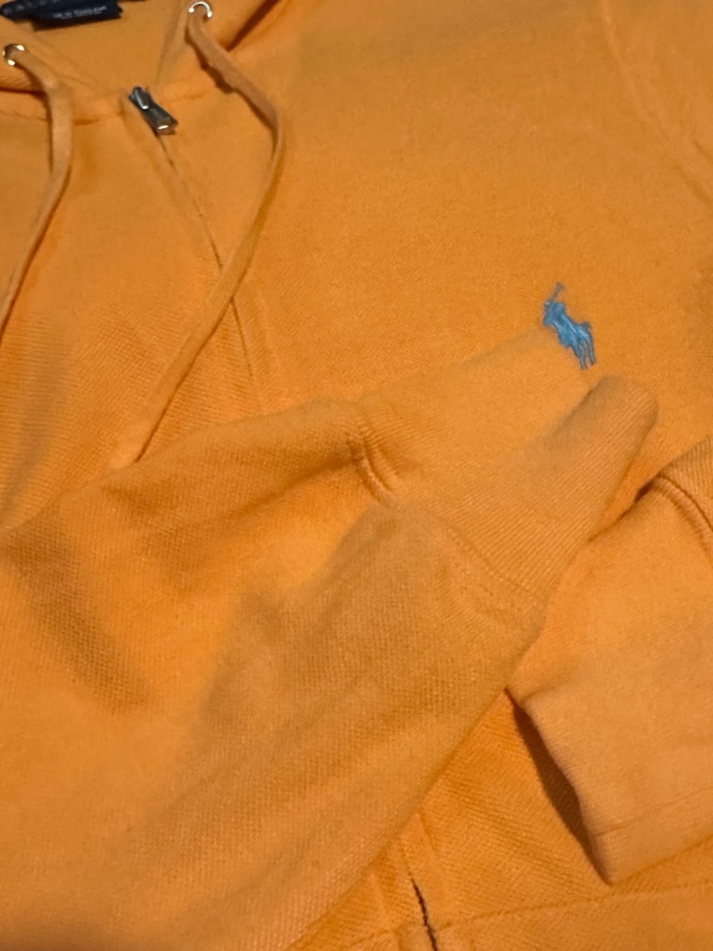 Vintage Y2K Polo Ralph Lauren Full Zip Mesh Hoodie Orange Blue Pony M